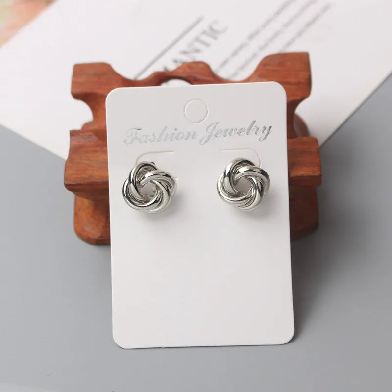 Tiny Metal Stud Earrings for Women Gold Color Twist Round Earrings Small Unusual Earrings  Fashion Jewelry