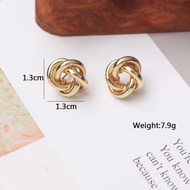 Tiny Metal Stud Earrings for Women Gold Color Twist Round Earrings Small Unusual Earrings  Fashion Jewelry