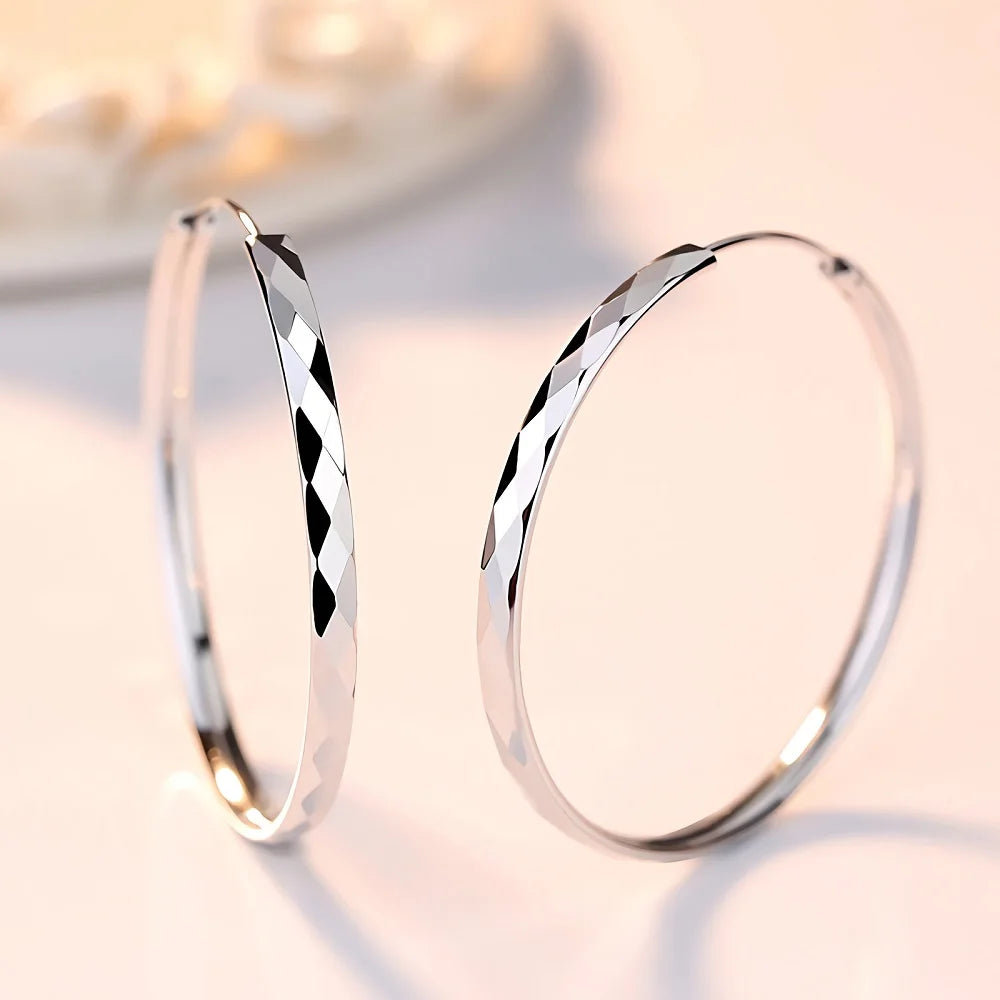 Sterling Silver Luxury Circle Hoop Earrings for Women Charms Original Designer Party Wedding Jewelry Gifts