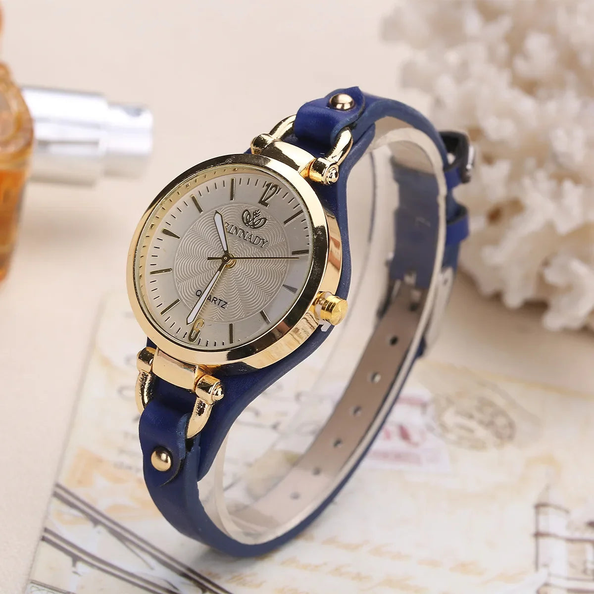 2024 Quartz Watch Women PU Leather Thin Strap Wristwatch Ladies Watches Solid Color Fashion Women Gift Watch Relojes Para Mujer