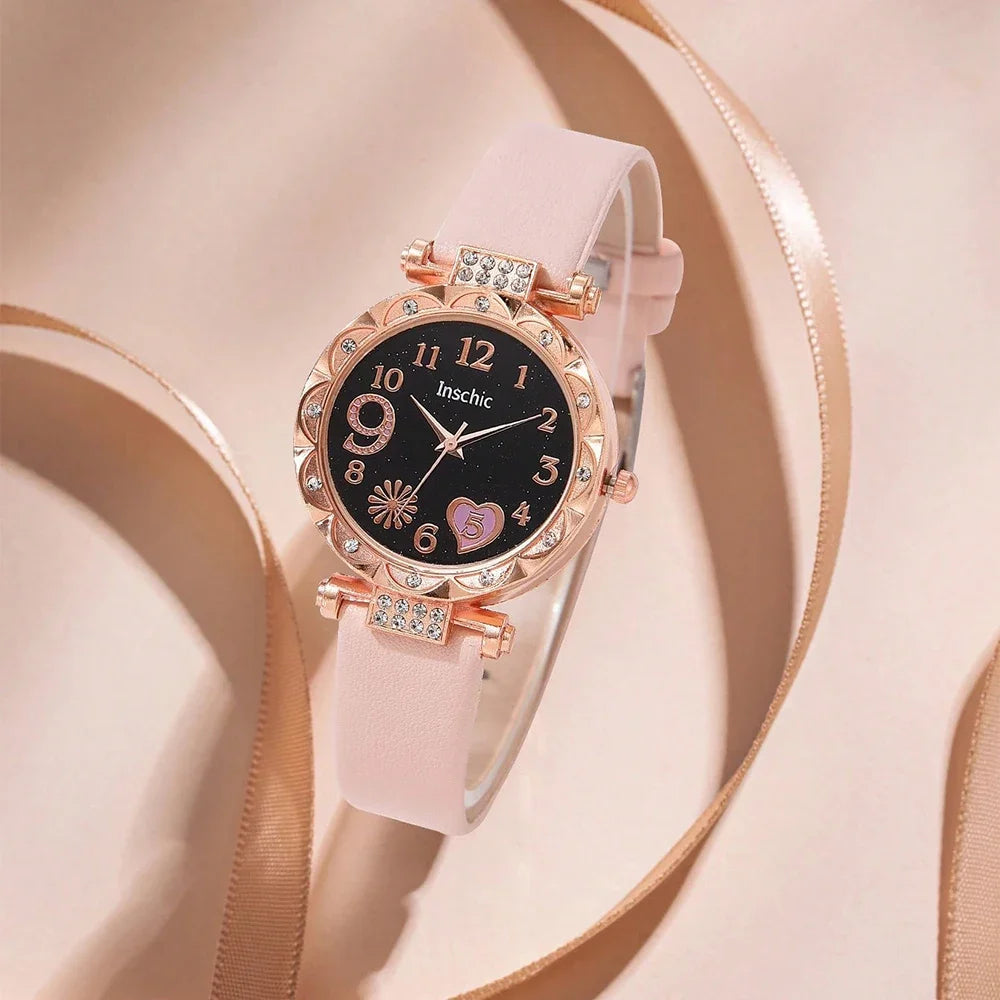 Luxury Fashion Women Watch Multi-color PU Leather Strap LadiesWristwatch Alloy Bracelet for Ladies Gift