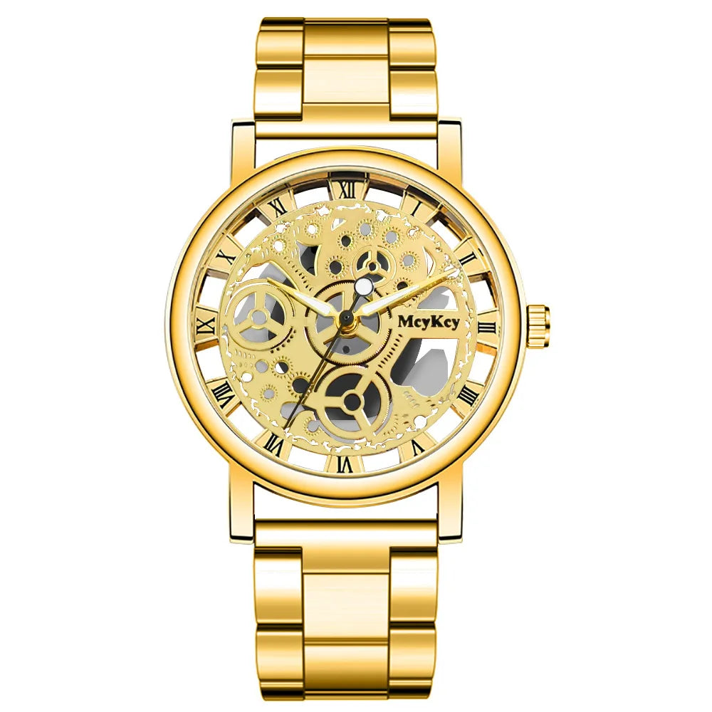 New Fashion Top Women Hollow Skeleton Faux Mechanical Watch Ladies Metal Mesh Wrist Watches For Female