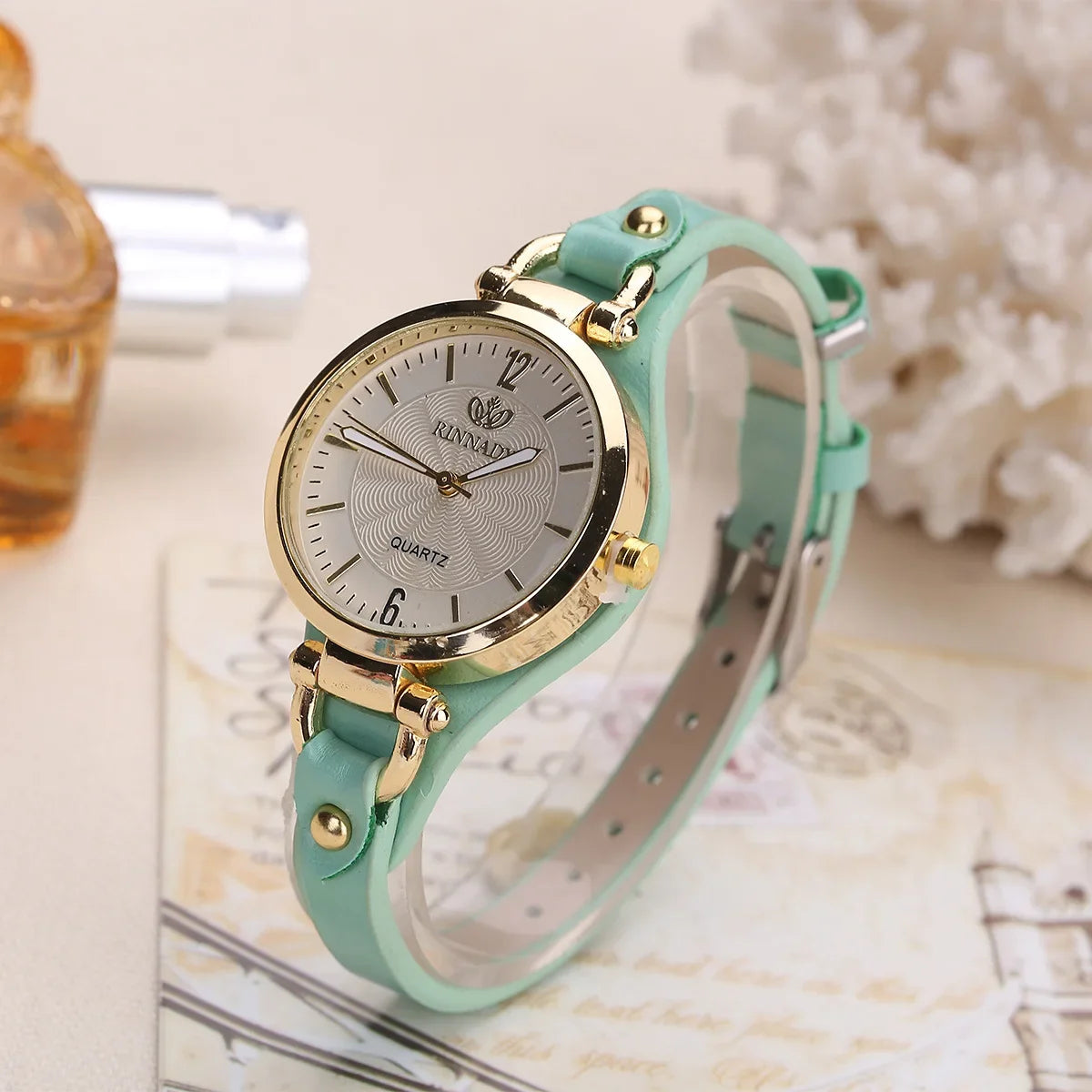 2024 Quartz Watch Women PU Leather Thin Strap Wristwatch Ladies Watches Solid Color Fashion Women Gift Watch Relojes Para Mujer