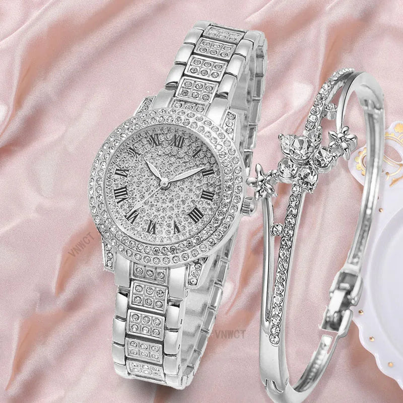 Hot Fashion Women Luxury Diamond Watches Bracelet LadiesWatch Rose Gold Womens Wristwatch Shiny Crystal