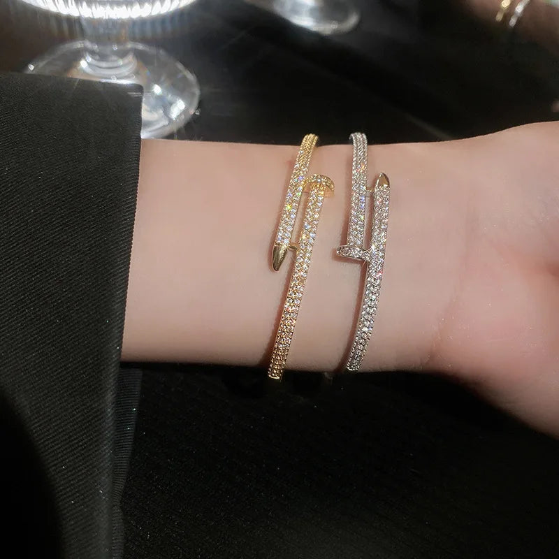 2024 New Korean Bangle Luxury Bracelet Elegant Fashion Europe and America Simple Shiny Bracelet Women's Party Female  Jewelry