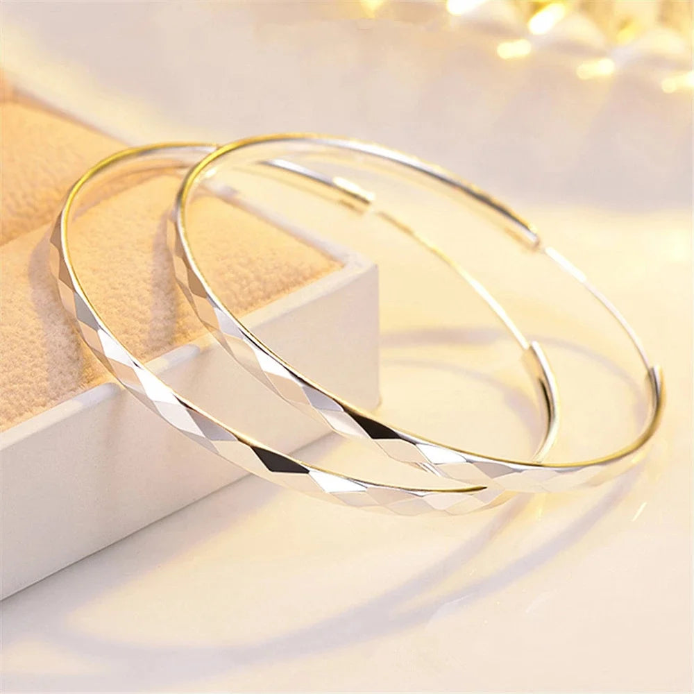 Sterling Silver Luxury Circle Hoop Earrings for Women Charms Original Designer Party Wedding Jewelry Gifts