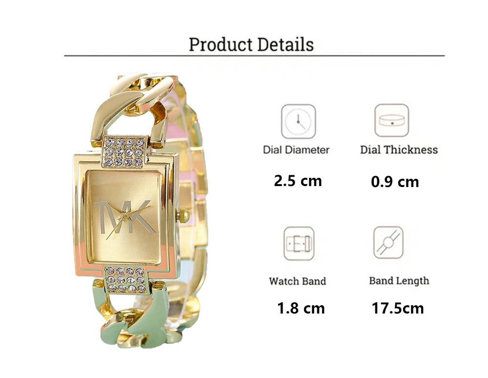 Luxury Brand Women's Watch Fashion Elegant Style Metal Strap Square Trend Watch for Women Woman's Wristwatch Clock