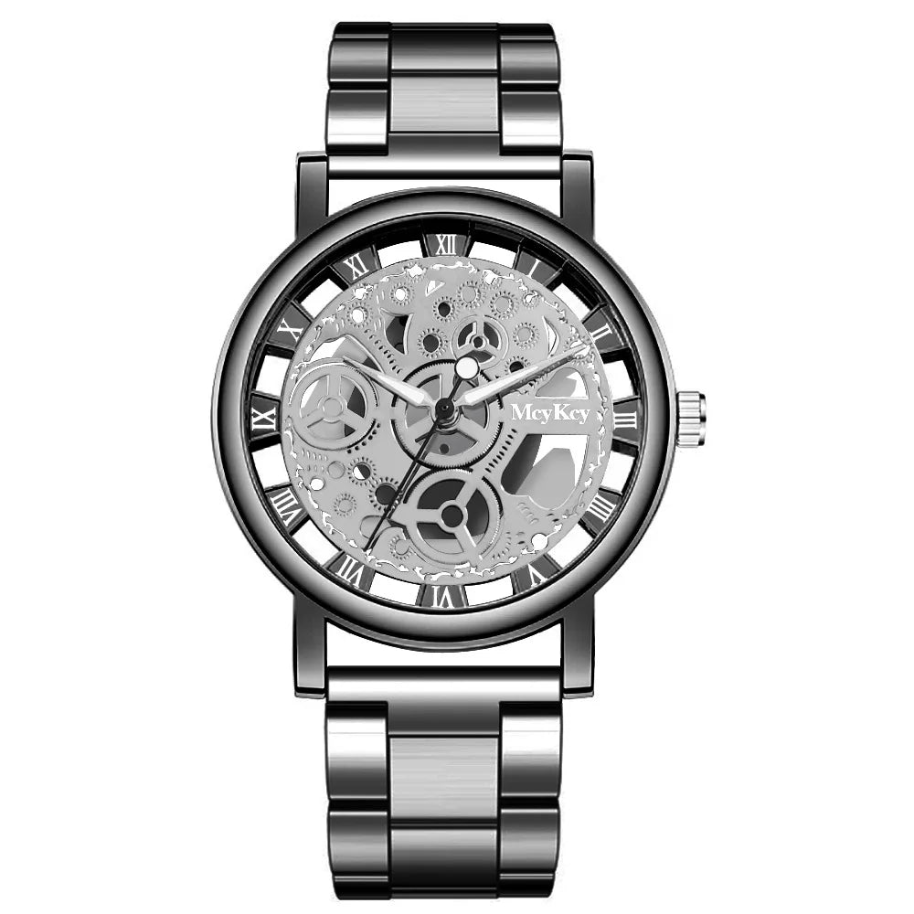 New Fashion Top Women Hollow Skeleton Faux Mechanical Watch Ladies Metal Mesh Wrist Watches For Female