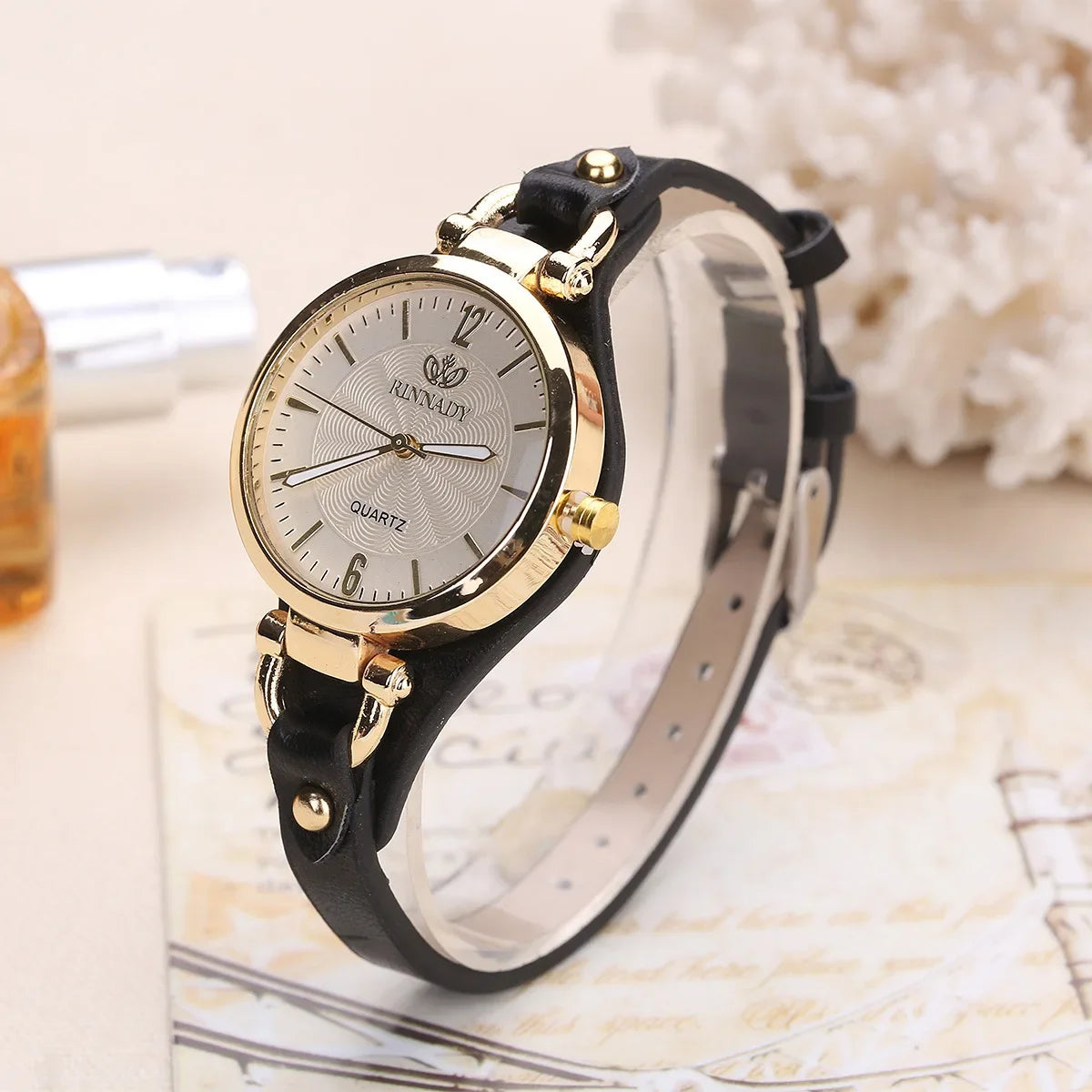 2024 Quartz Watch Women PU Leather Thin Strap Wristwatch Ladies Watches Solid Color Fashion Women Gift Watch Relojes Para Mujer