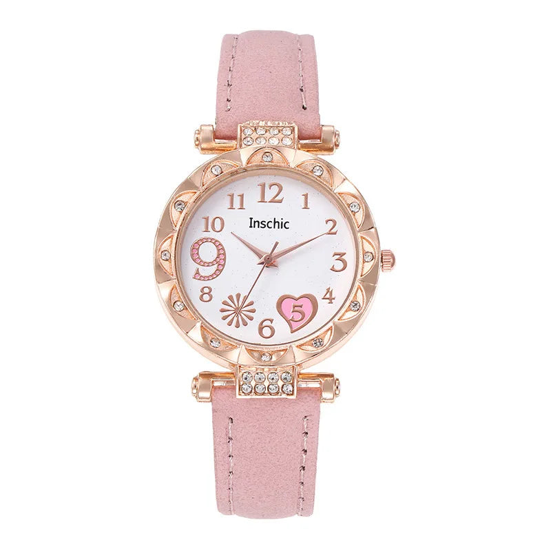 Luxury Fashion Women Watch Multi-color PU Leather Strap LadiesWristwatch Alloy Bracelet for Ladies Gift