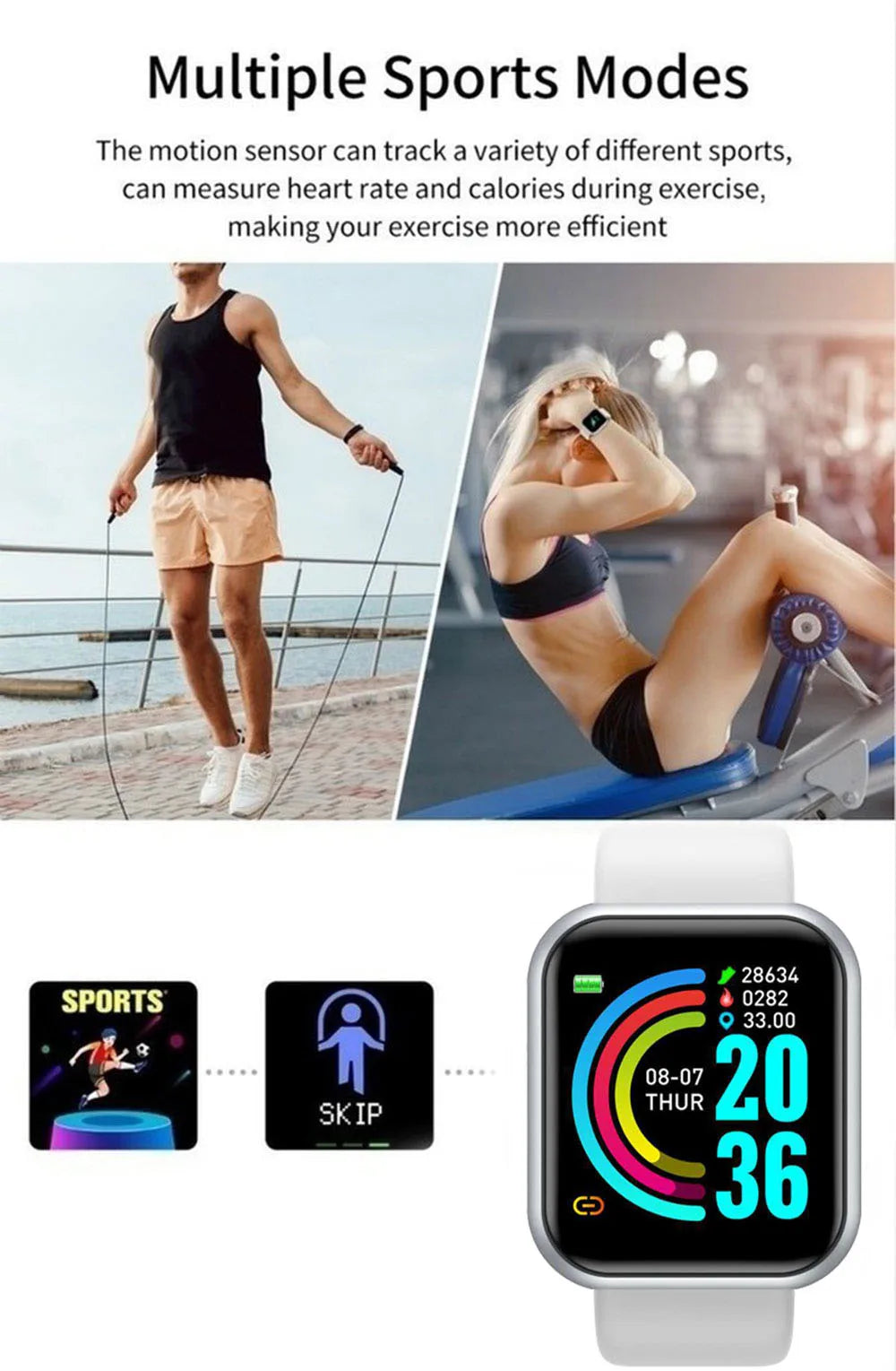 Multifunctional Smart Watch Men Women Bluetooth Connected Phone Music Fitness Sports Bracelet Sleep Monitor