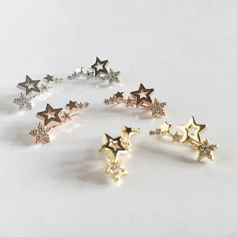 Shiny Star Stud Earrings for Women Elegant Zircon Rhinestone Mini Star Earrring Girls Party Birthday Fashion Jewelry Gifts